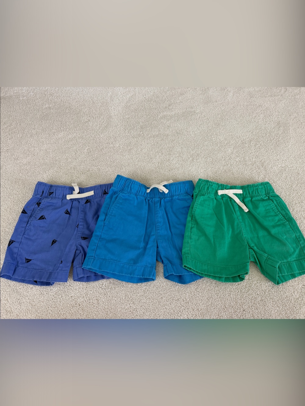 Crewcuts size 3 Elastic Waist Shorts - Blue, Royal Blue with sailboats, Green